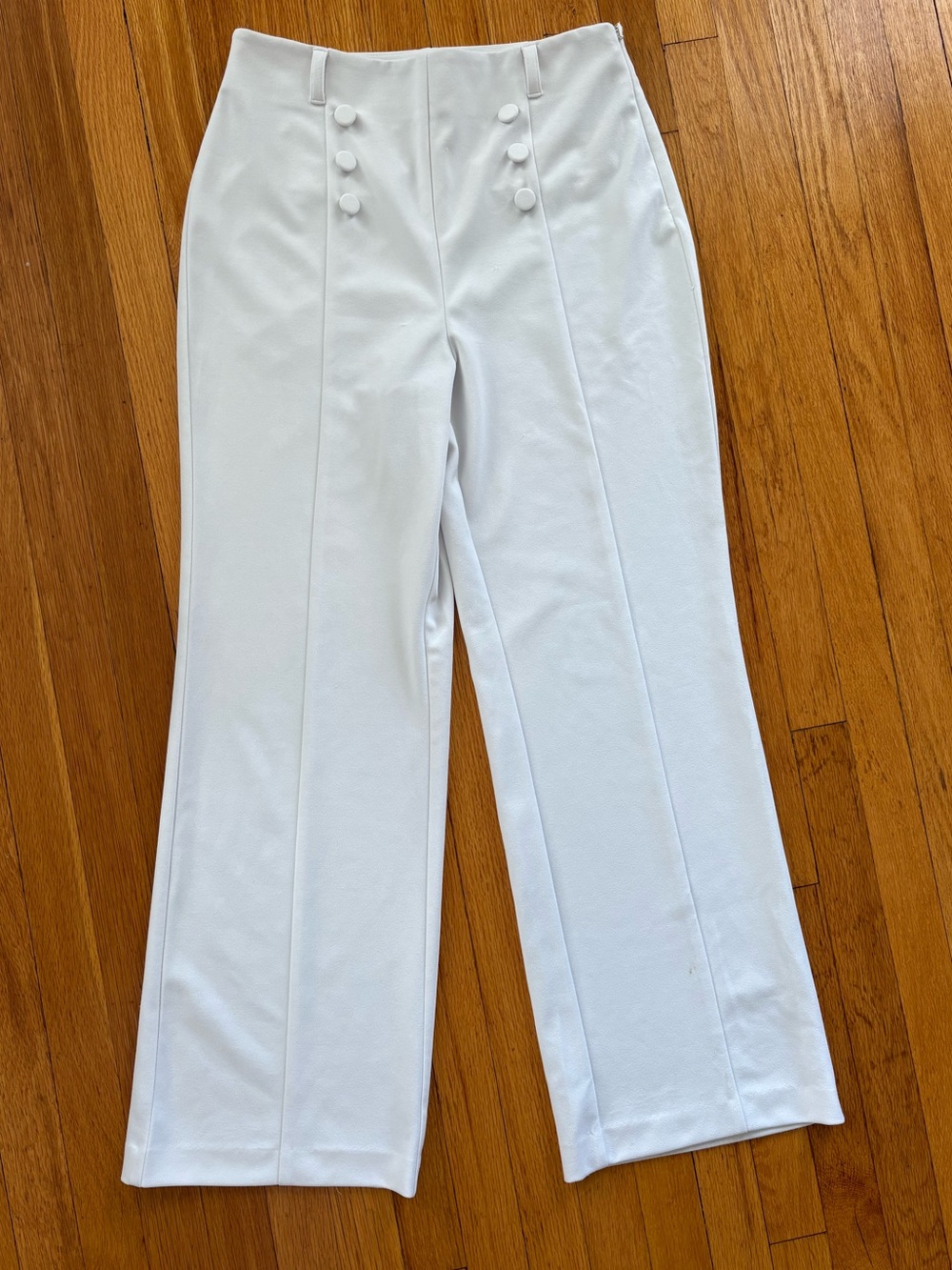 INC Women’s 12 White Wide Leg Dress Pants with Buttons on the Front